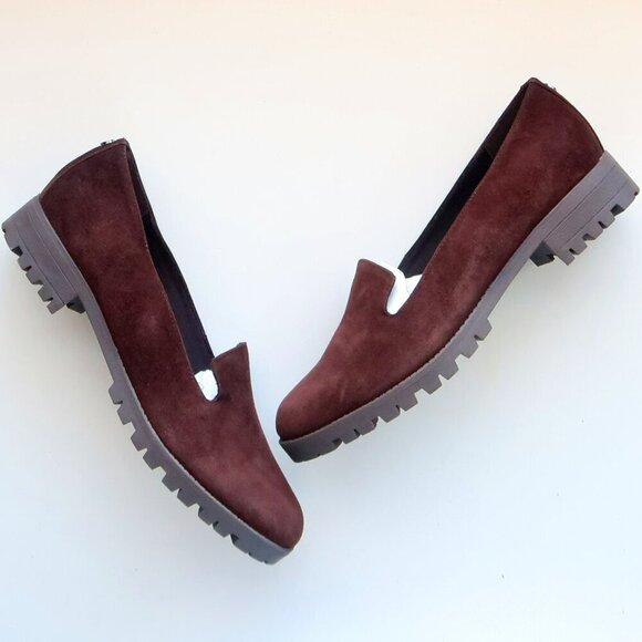 Easy Spirit Brown Suede Leather Lug Sole Low Heel Loafers Slip-on Orthotic Shoes - Picture 2 of 16